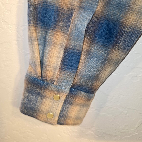 NEW Pendleton Canyon Western Shirt XL Mens Blue Plaid Umatilla Wool Pearl Snap - Picture 7 of 7